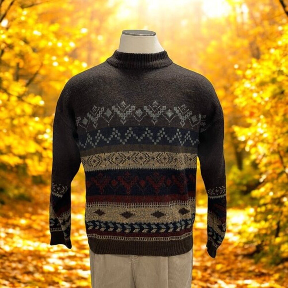 Vintage Fair Isle Sweater Grandpa Core‎ Fall Coquette Soft Grunge Cottagecore L